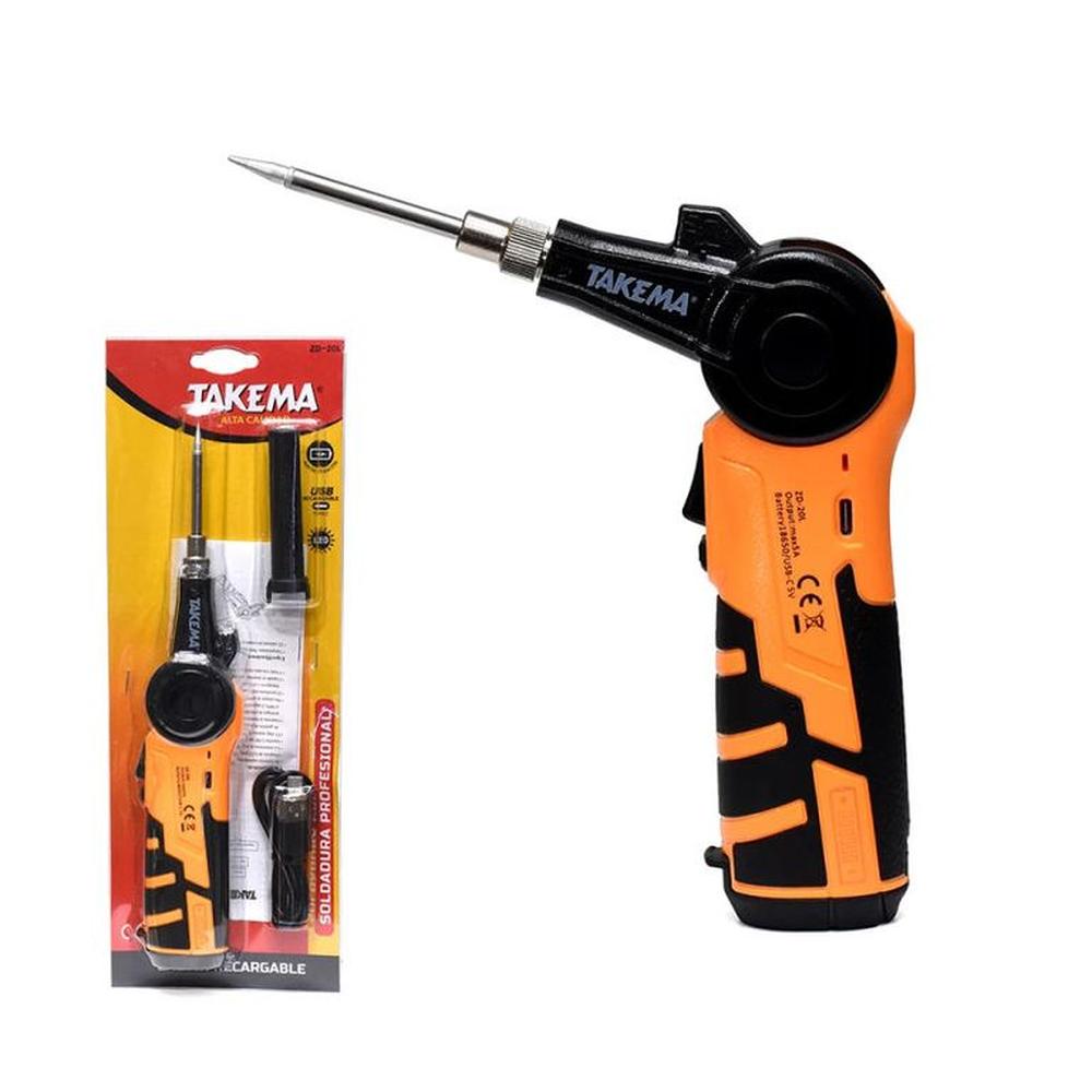 CAUTIN RECARGABLE TIPO C 16W TAKEMA ZD-20L SIN BATERIA CAUTIN RECARGABLE TIPO C 16W TAKEMA ZD-20L Naranja