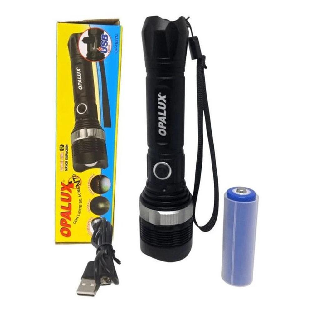 Linterna Táctica De Metal Recargable C Zoom Opalux Op-4927n