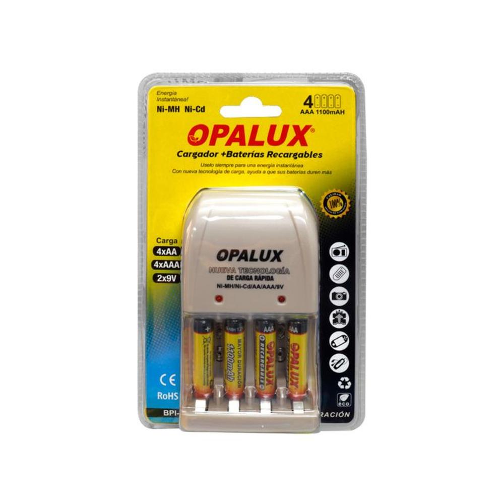 CARGADOR PILAS OPALUX BPI-06AAA1 AAAAA9V NI-MHNI UL + 4 PILAS NH-AAA1100B