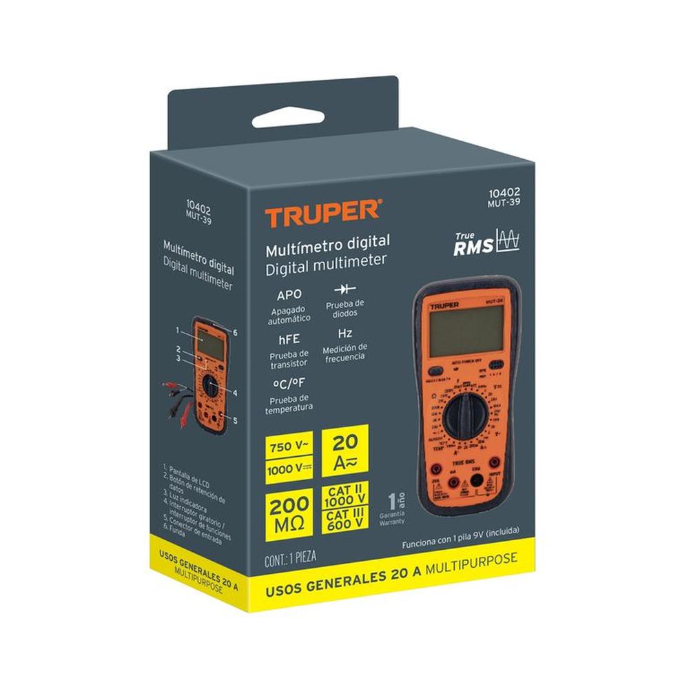 Multímetro digital profesional con RMS verdadero truper - 10402