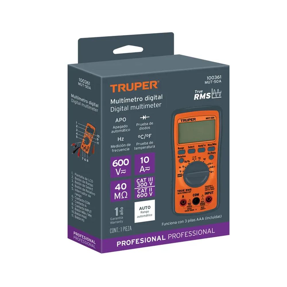 Multímetro Profesional True Rms Y Auto Rango Truper Mut-50a - 100361