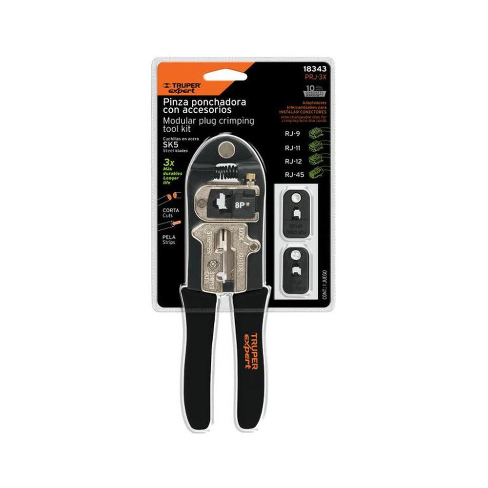 Pinza 8 ponchadora módulos intercambiables Truper - 18343