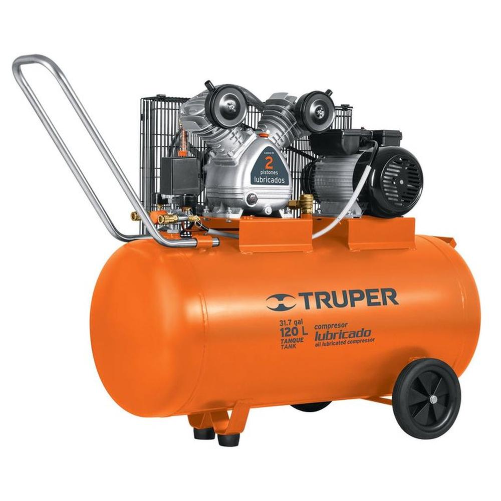 Compresor lubricado banda horizontal 120L Truper 102132