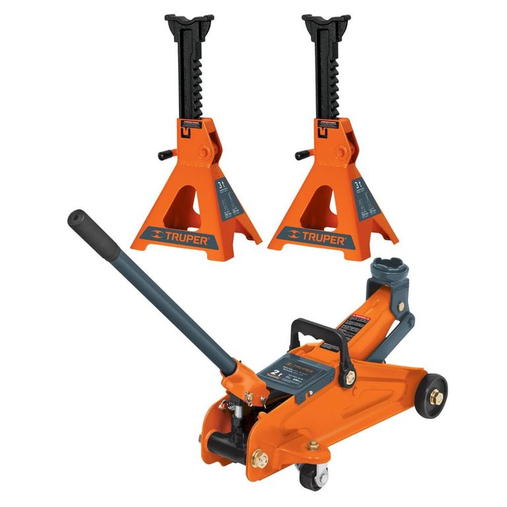 Gata lagarto Gata Caimán 2 Tnl +2 Caballetes de Auto de 3tnl Truper 14824-14843