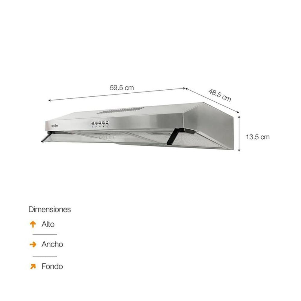 Campana Extractora Roma 60cm Acero Inoxidable Sole TURE16COV2