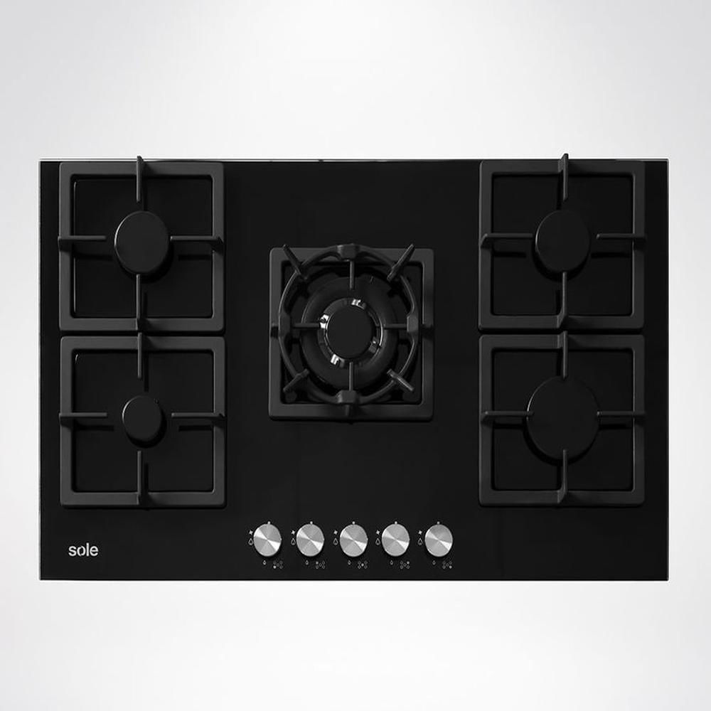 Cocina Encimera 86cm Vidrio Templado 86cm Negra Sole SOLCO041