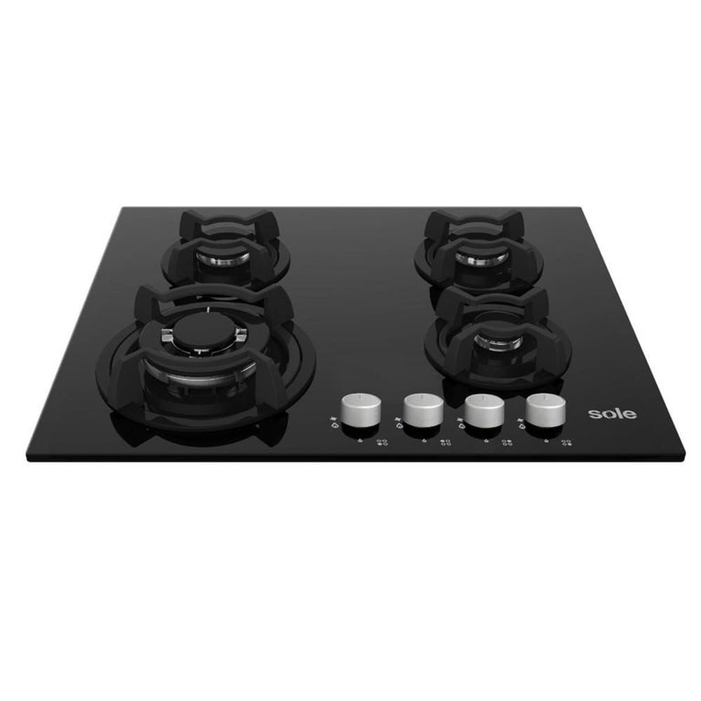 Cocina Empotrable A Gas 4 Hornillas 60Cm Negro Sole SOLCO034