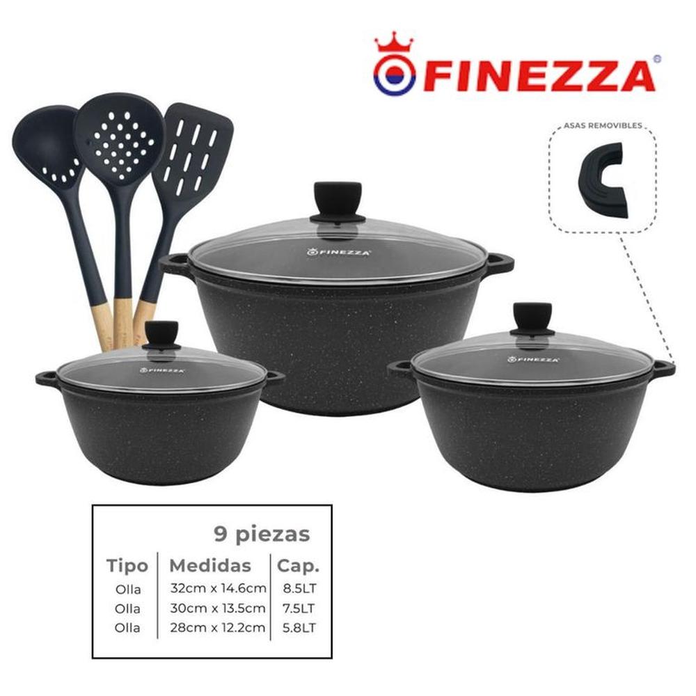 JUEGO DE OLLAS FINEZZA ULTRAGRANITO 9 PIEZAS