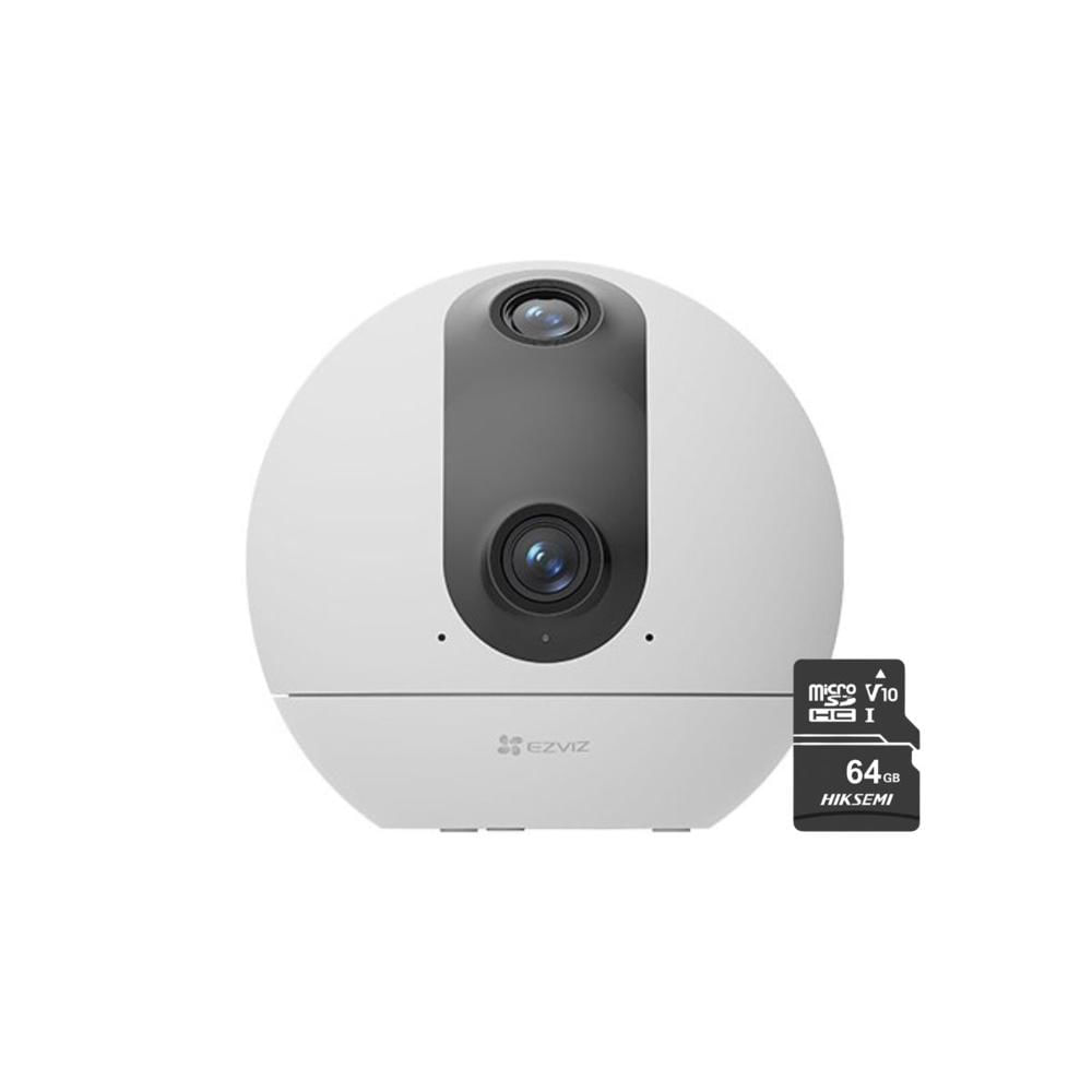 Cámara de seguridad Ezviz C60P Dual 2K 3MP + Micro SD 64GB Wifi Visión 360 con Boton Llamada