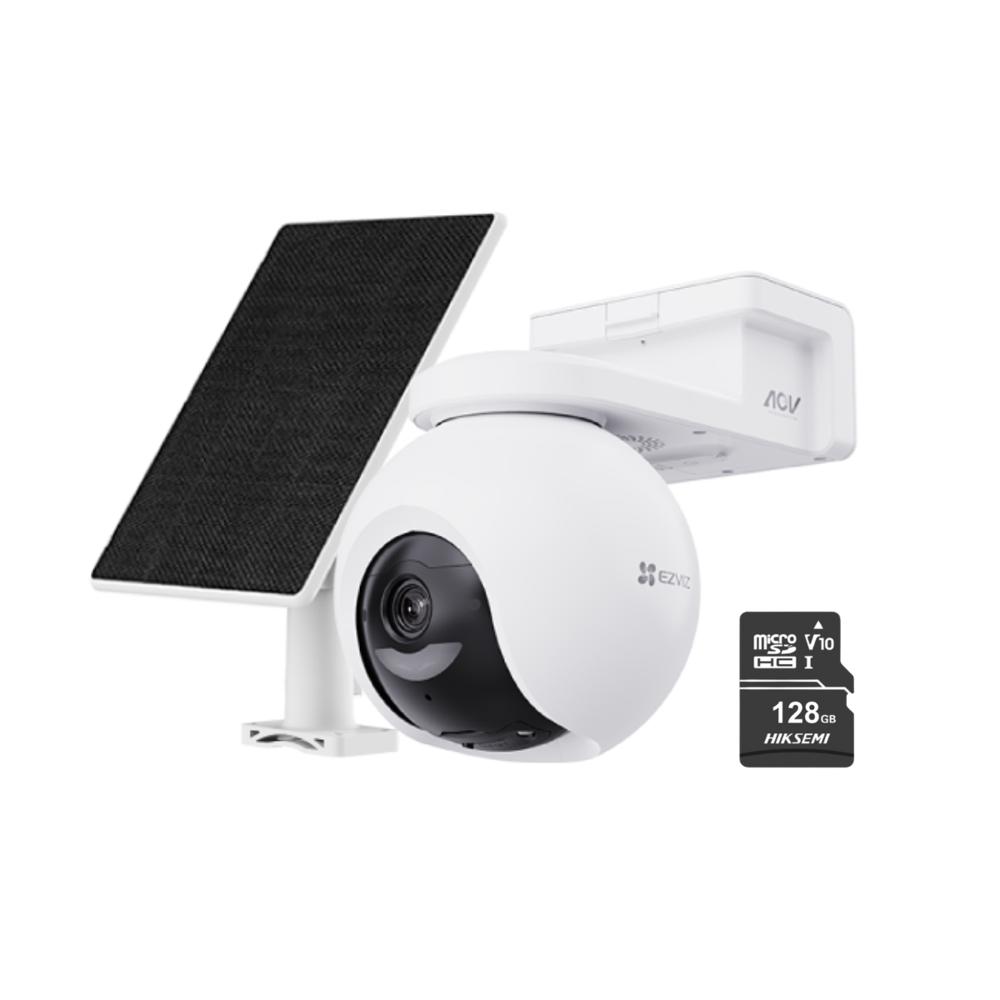 Cámara de seguridad Ezviz CB8 4K + Micro SD 128GB Audio Doble vía Batería Panel Solar