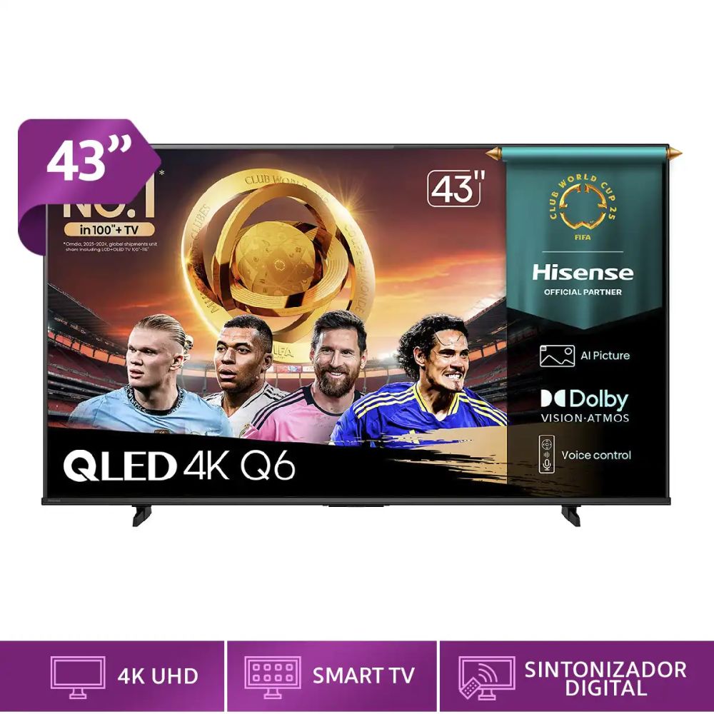 TELEVISOR SMART TV HISENSE QLED 4K ULTRA HD 43 43Q6QV + Control de Voz