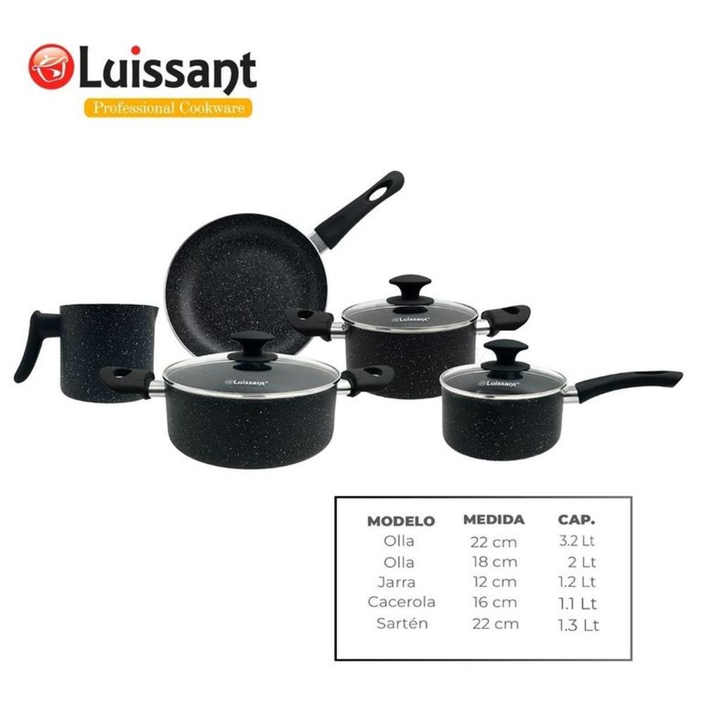 JUEGO DE OLLAS ULTRAGRANITO DE 8 PIEZAS LUISSANT