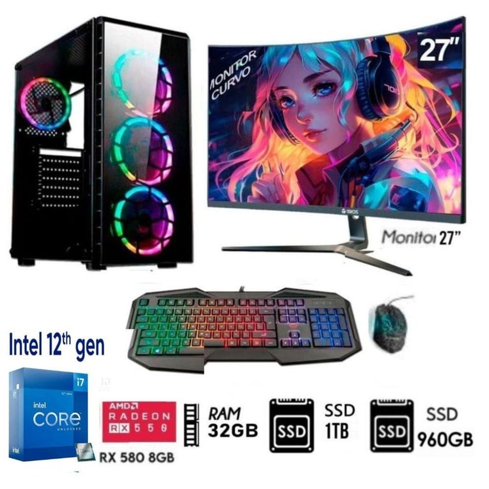 Computadora PC Core I7-12Th Ram 32GB -Disco SSD M.2 1TB -SSD 960GB -RX 580 8GB M27
