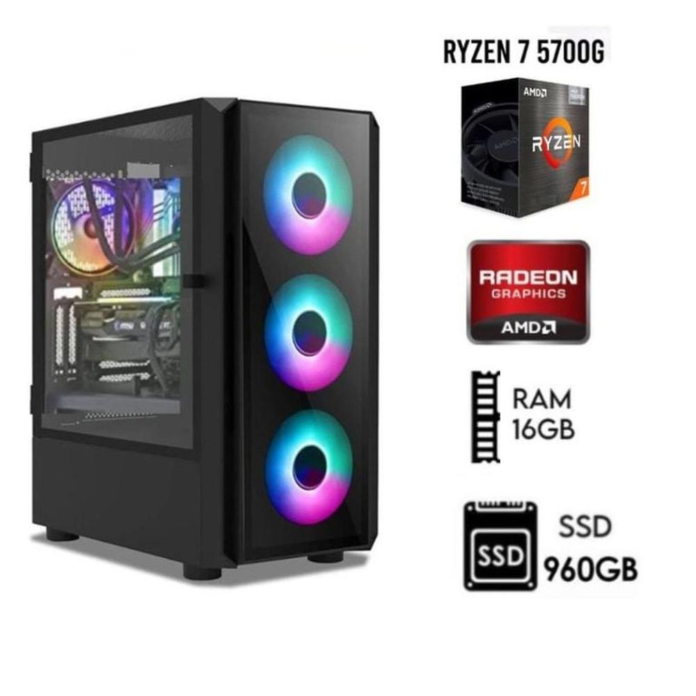 Computadora PC GAMER RYZEN 7-5700G  3.2Ghz RAM 16GB  DISCO SOLIDO SSD 900GB