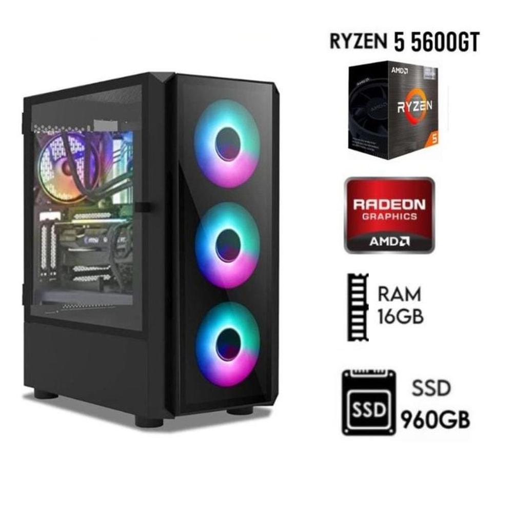Computadora PC GAMER RYZEN 5 5600GT 3.2Ghz RAM 16GB DISCO SOLIDO SSD 960GB