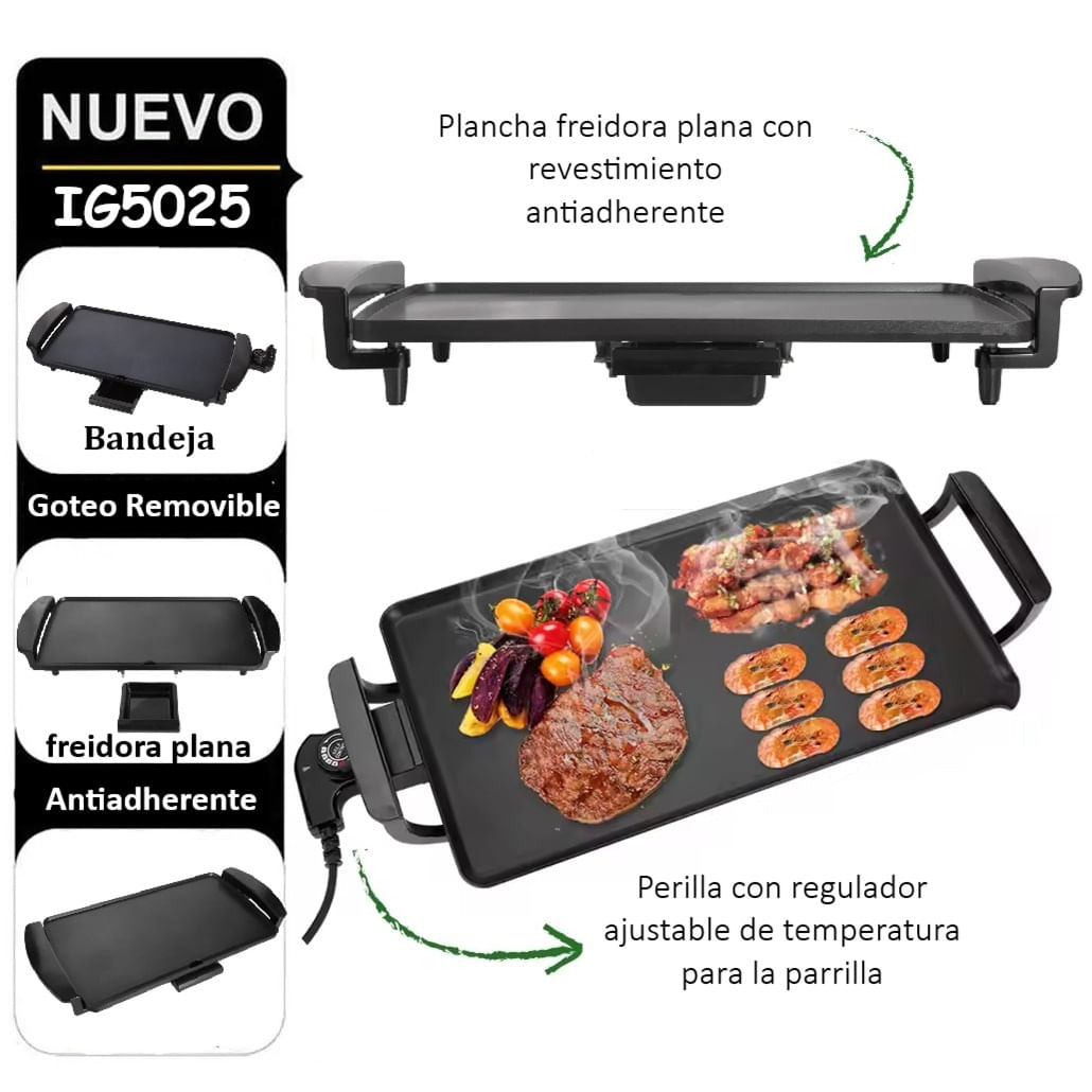 Grill tipo plancha antiadherente 1500w imaco ig5025