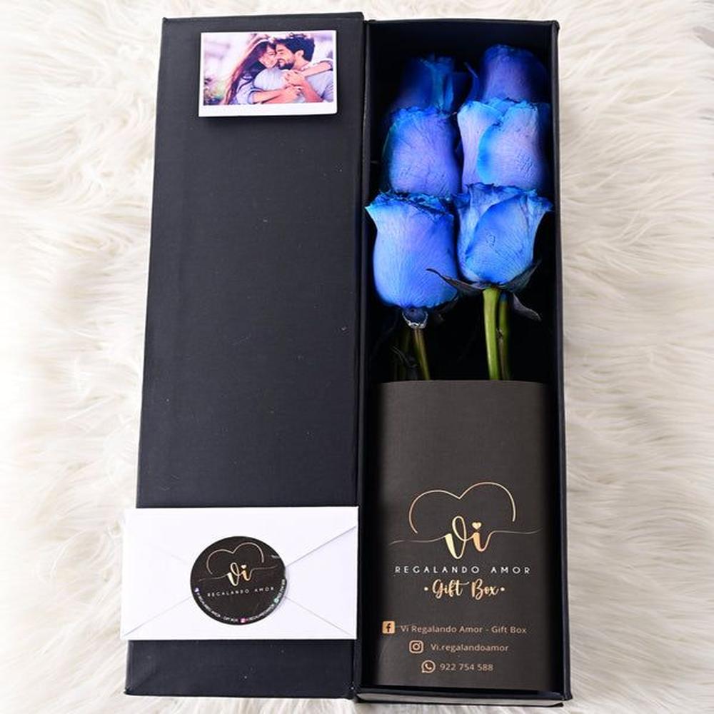 Box Luxury rosas Azules - Arreglo Floral - Ramo de Flores