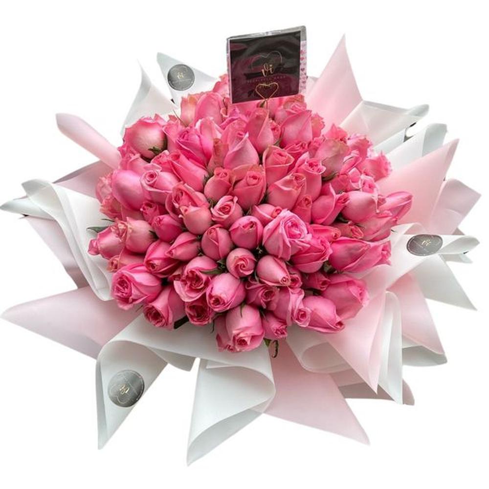 Ramo Buchón de 100 Rosas Rosadas - Ramo de Flores