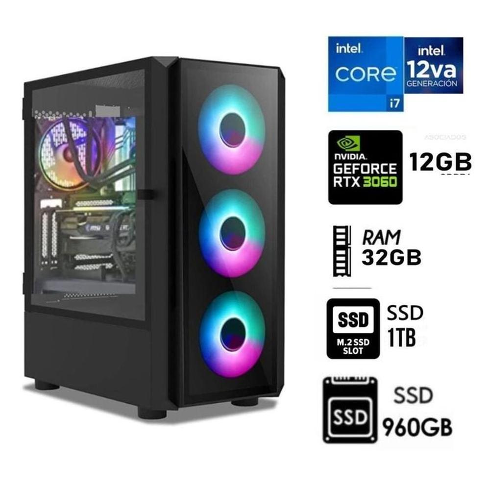 Computadora PC Gamer Core i7-12TH Ram 32GB  SSD M2 1TB  SSD 9600GB  RTX 3060 12GB