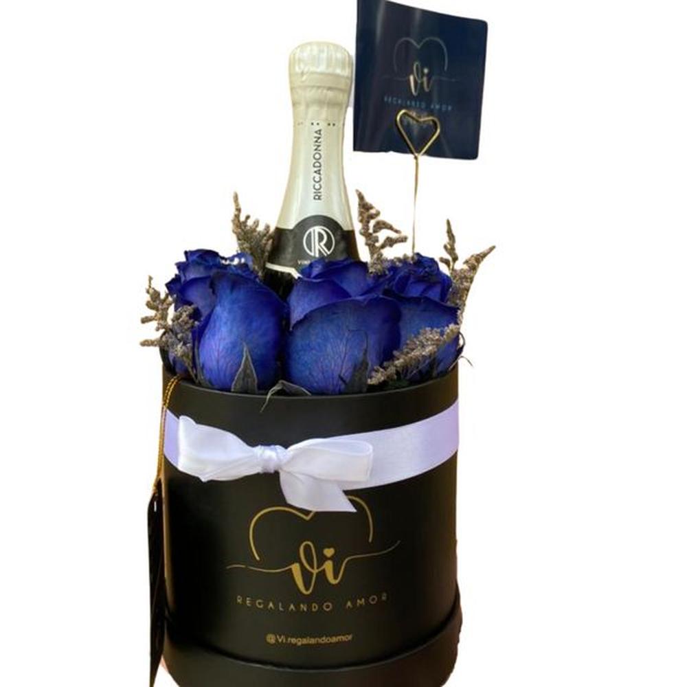 Box Clasico con Espumante - Rosas azules - Arreglo Floral