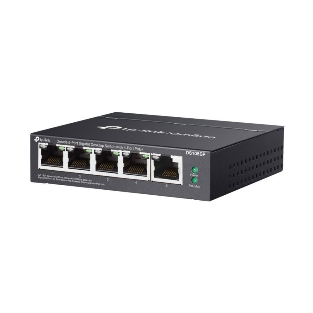 Switch TP-Link DS105GP de 5 Puertos (4 Ptos. PoE+) Gigabit Omada Unmanaged