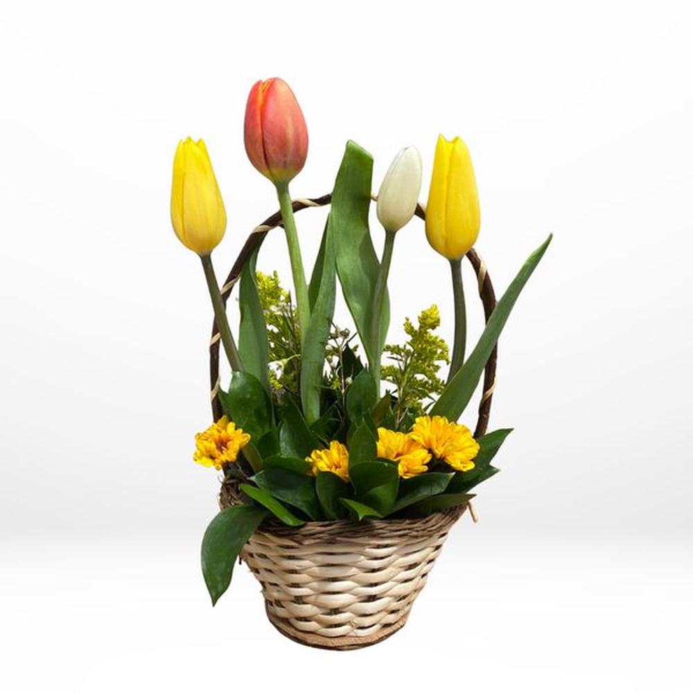 Mini Canasta Deysi  Flores Amarillas -Arreglo floral