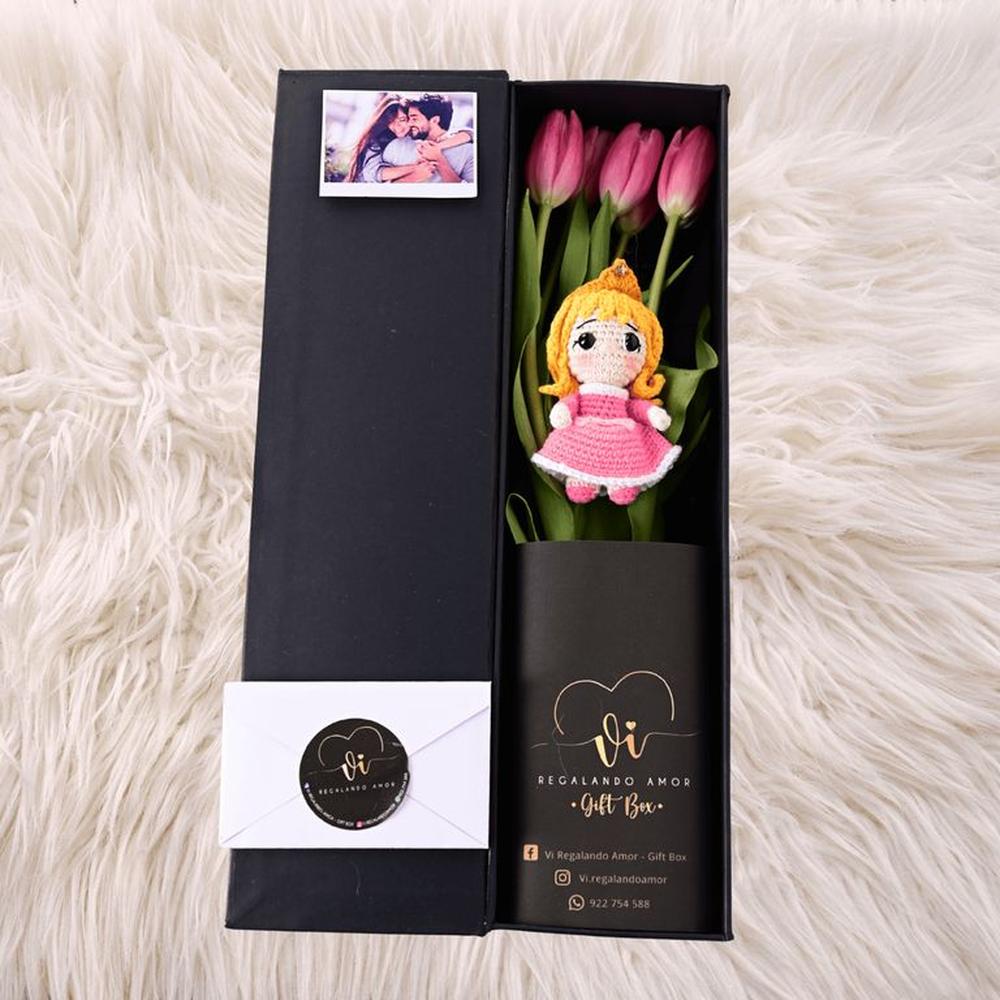 Box Luxury Tulipanes Fucsia + Aurora - Arreglo floral - Princesas