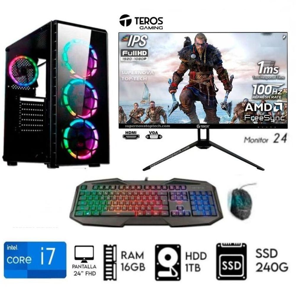 Computadora PC CORE i7 3.2Ghz Ram16GB Disco HDD 1TB SSD 240GB Monitor 24 FULL HD