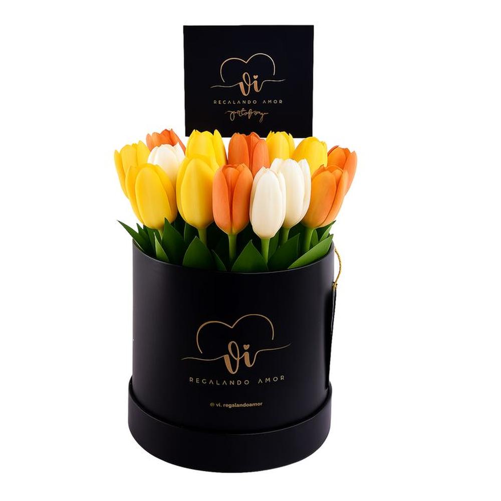 Box de 25 Tulipanes Amarillos -Flores amarillas - Arreglo floral