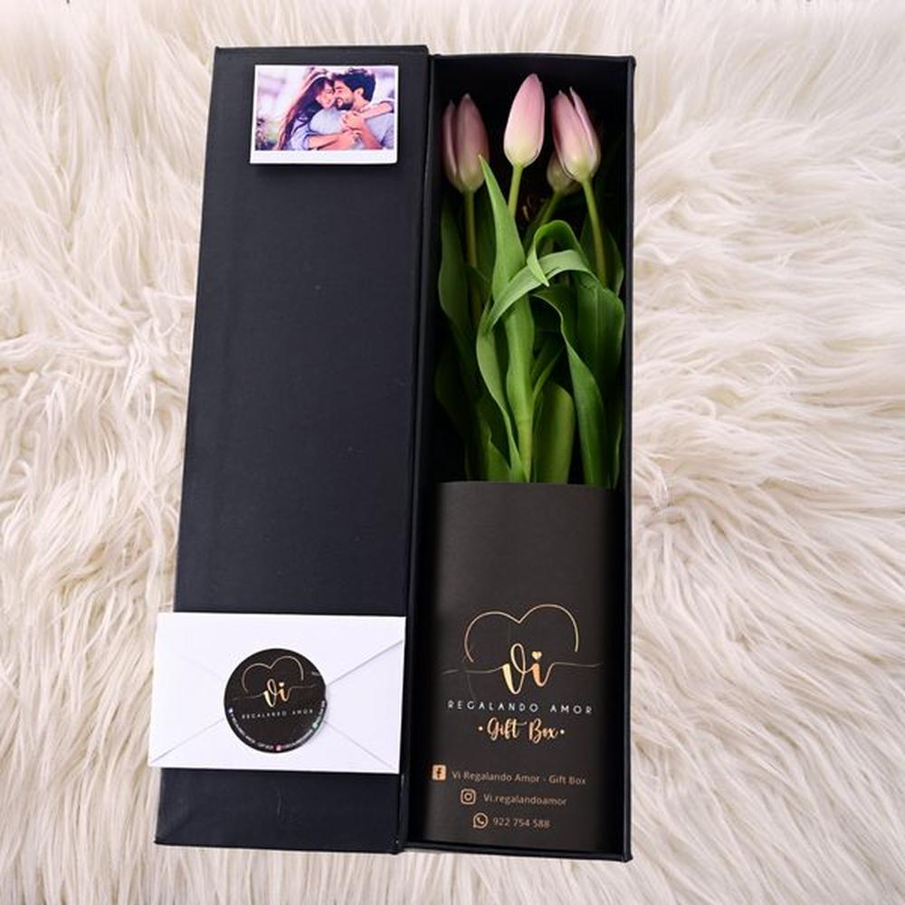 Box Luxury Tulipanes Rosados