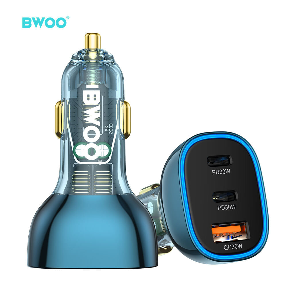 CARGADOR DE COCHE USB-C DE 90W SUPER RÁPIDO 3 PUERTOS BO-CC99 BWOO