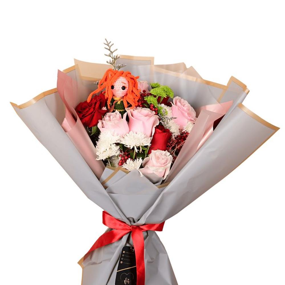 Ramo Mérida + Amigurumis - Ramo de flores - Ramo de princesas