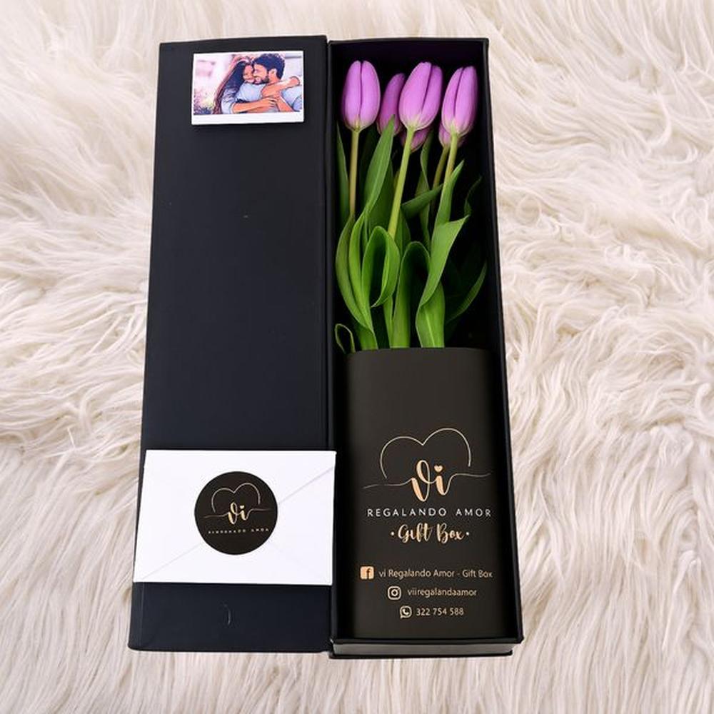 Box Luxury Tulipanes Morados