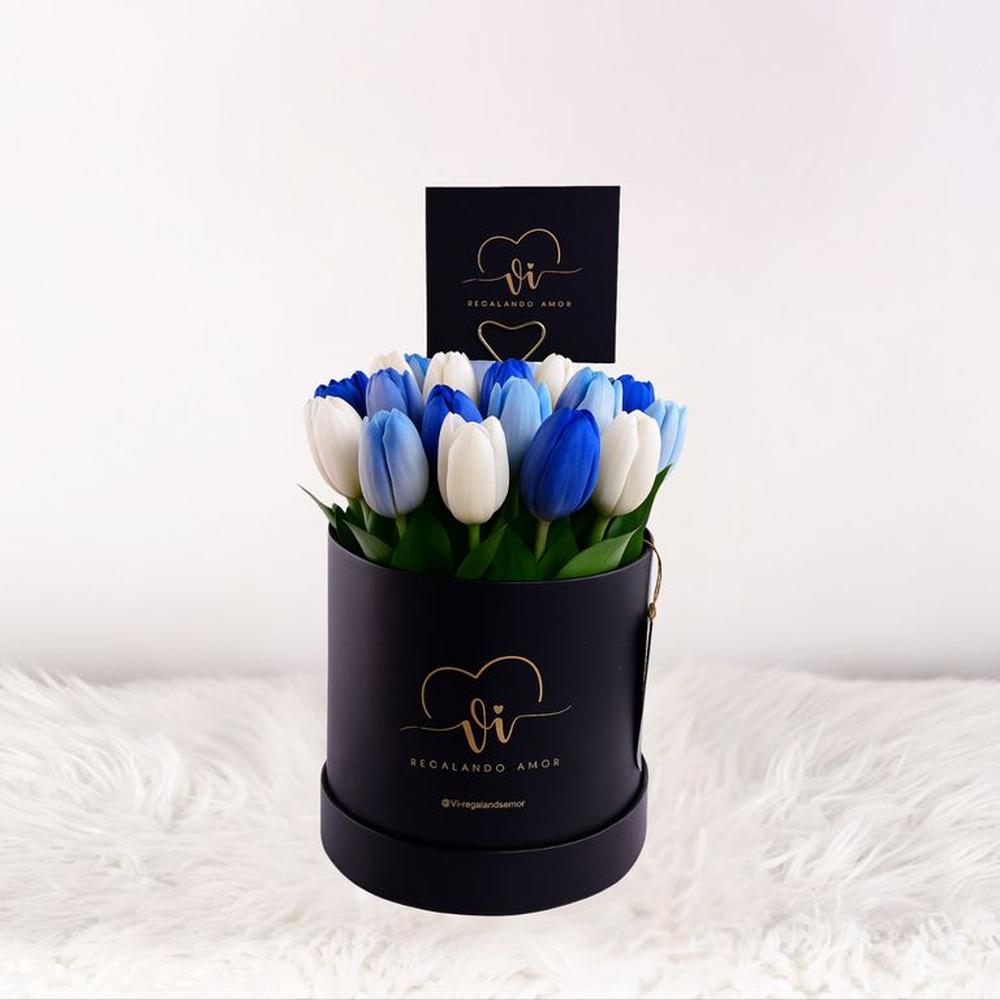Box de 25 tulipanes - Flores azules - Arreglo floral