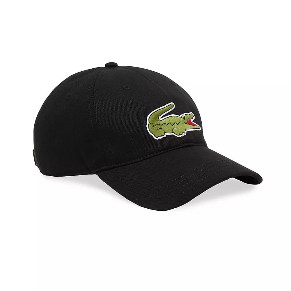 Gorra con Linea Contraste y Cocodrilo Aversized para Hombre Color Negro