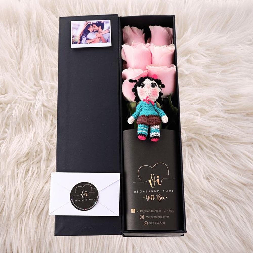 Box Luxury Rosas + Peluche Vanellope -Box floral - Princesas