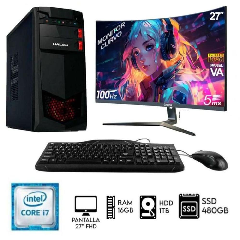 Computadora Pc Intel Core i7 3.2ghz Ram 16GB Disco HDD 1TB SSD480GB Monitor 27FHD