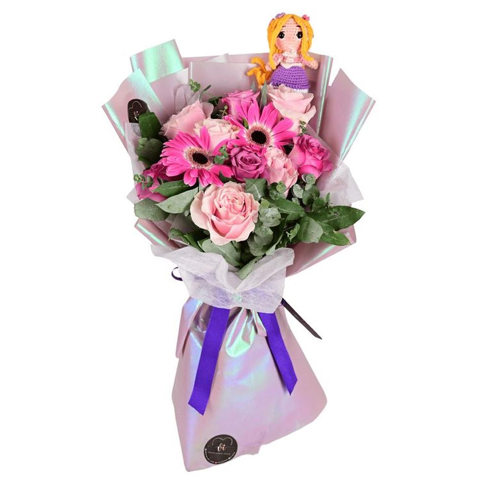 Ramo Rapunzel + Peluche - Amigurumi - Ramo de flores Ramo de princesas