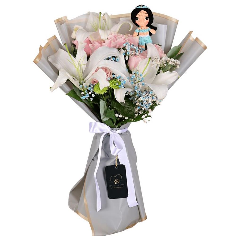 Ramo Jasmín + Peluche amigurumi -Ramo de flores - Ramo de princesas