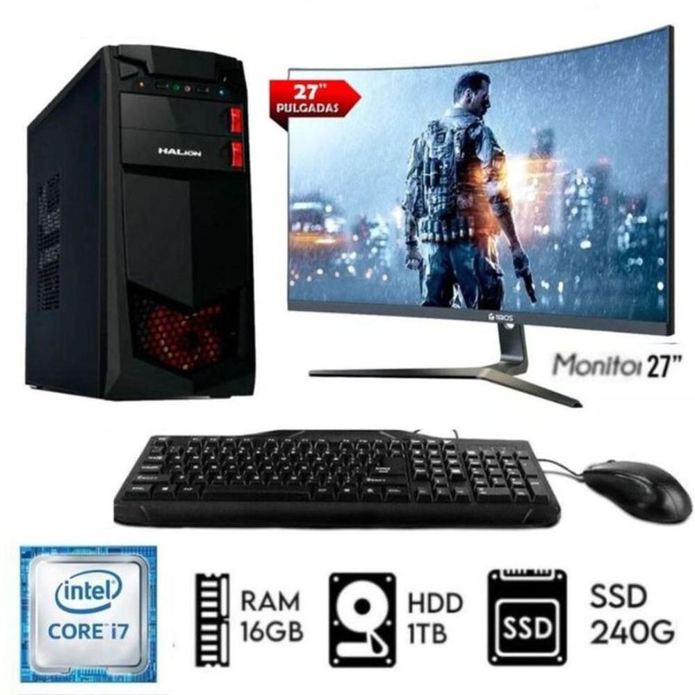 Computadora PC Intel Core i7  3.2ghz  Ram 16GB  Disco HDD 1TB   SSD 240GB  Monitor 27
