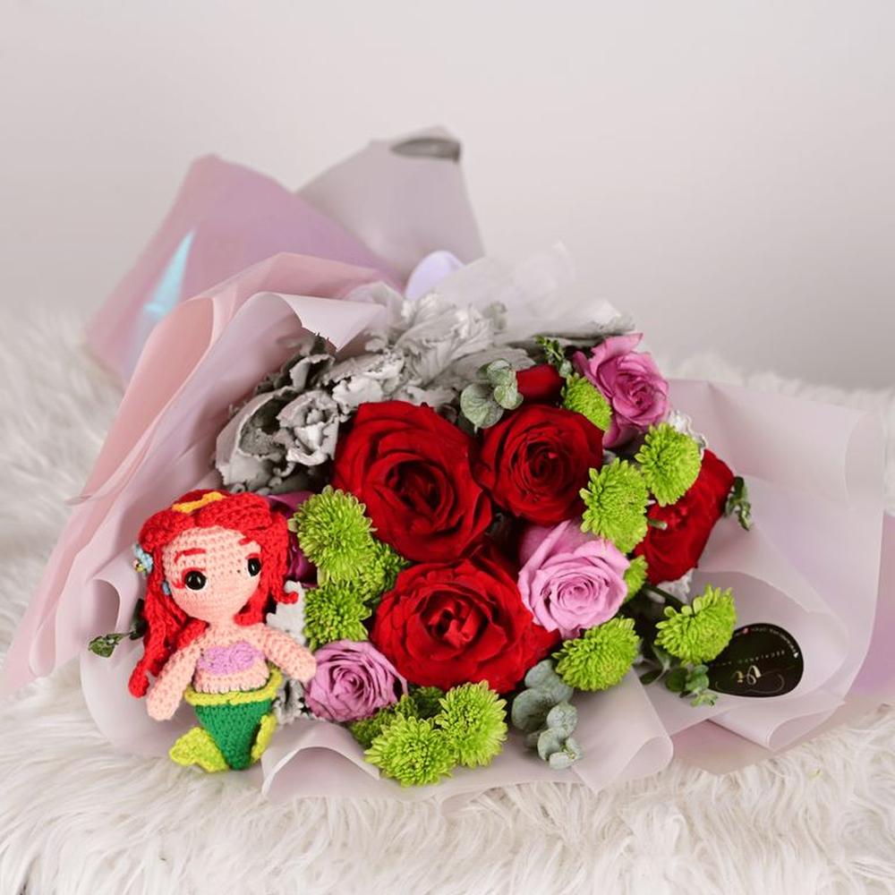 Ramo Sirenita + Peluche - Amigurumi - Ramo de flores Ramo de princesas