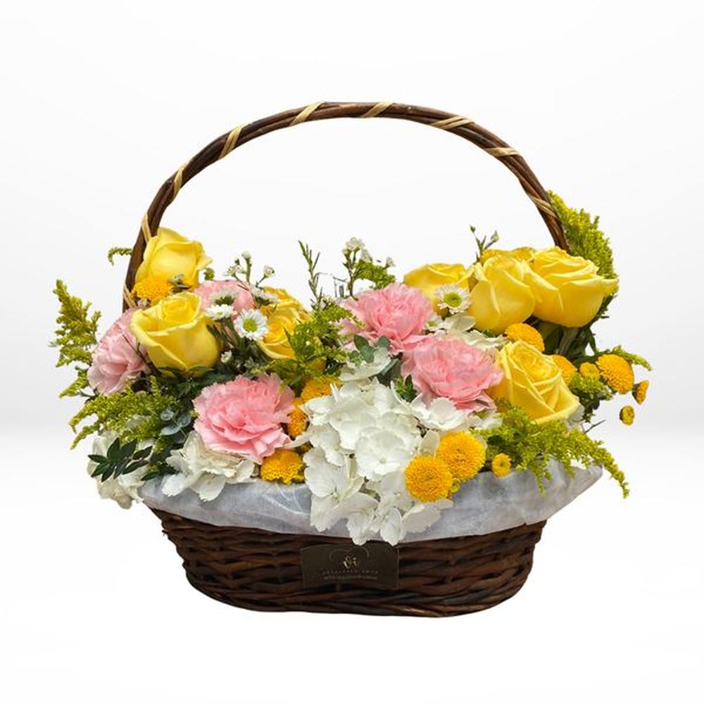 Canasta mia Primaveral - Flores amarillas - Arreglo floral