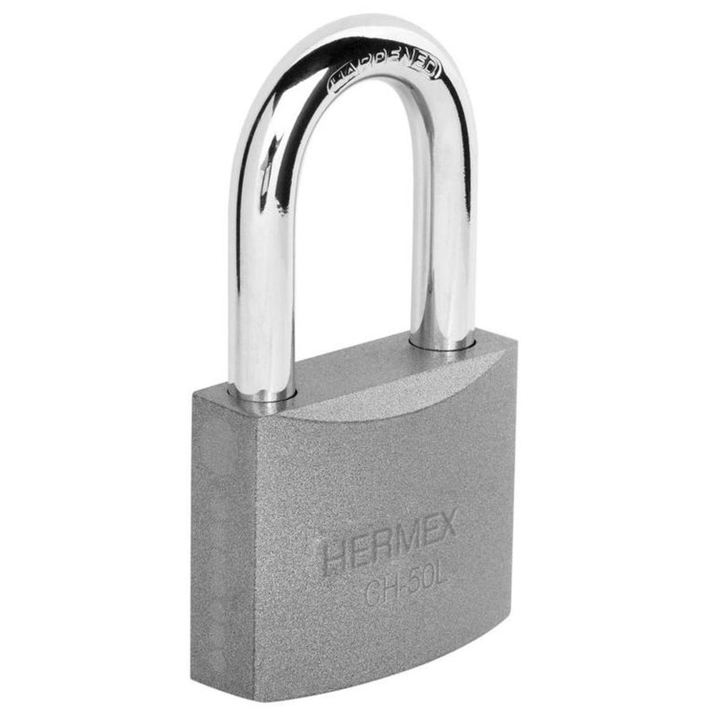 Candado de hierro 50 mm arco largo en caja Hermex - 43325