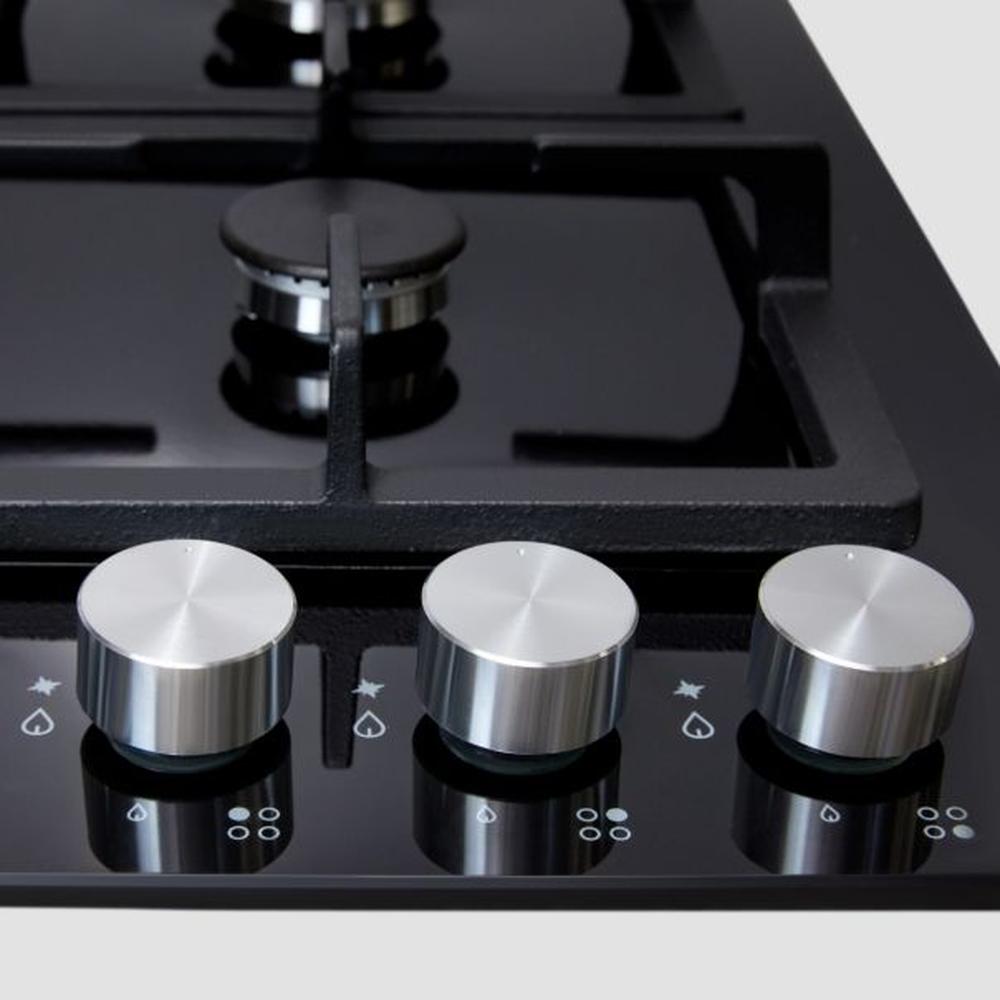 Encimera Empotrable 4 Quemadores Vidrio Templado Negro Sole SOLCO040