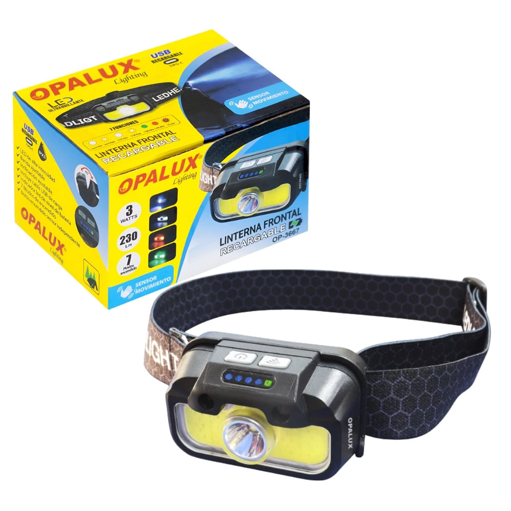 Linterna Frontal Con Sensor 230Lm 3W Opalux OP-3667
