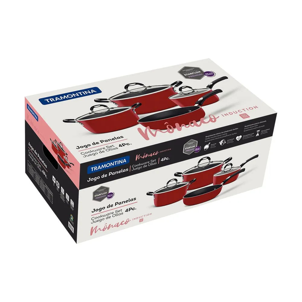 Juego de ollas de Aluminio Mónaco Rojo x 7 piezas - 20099432