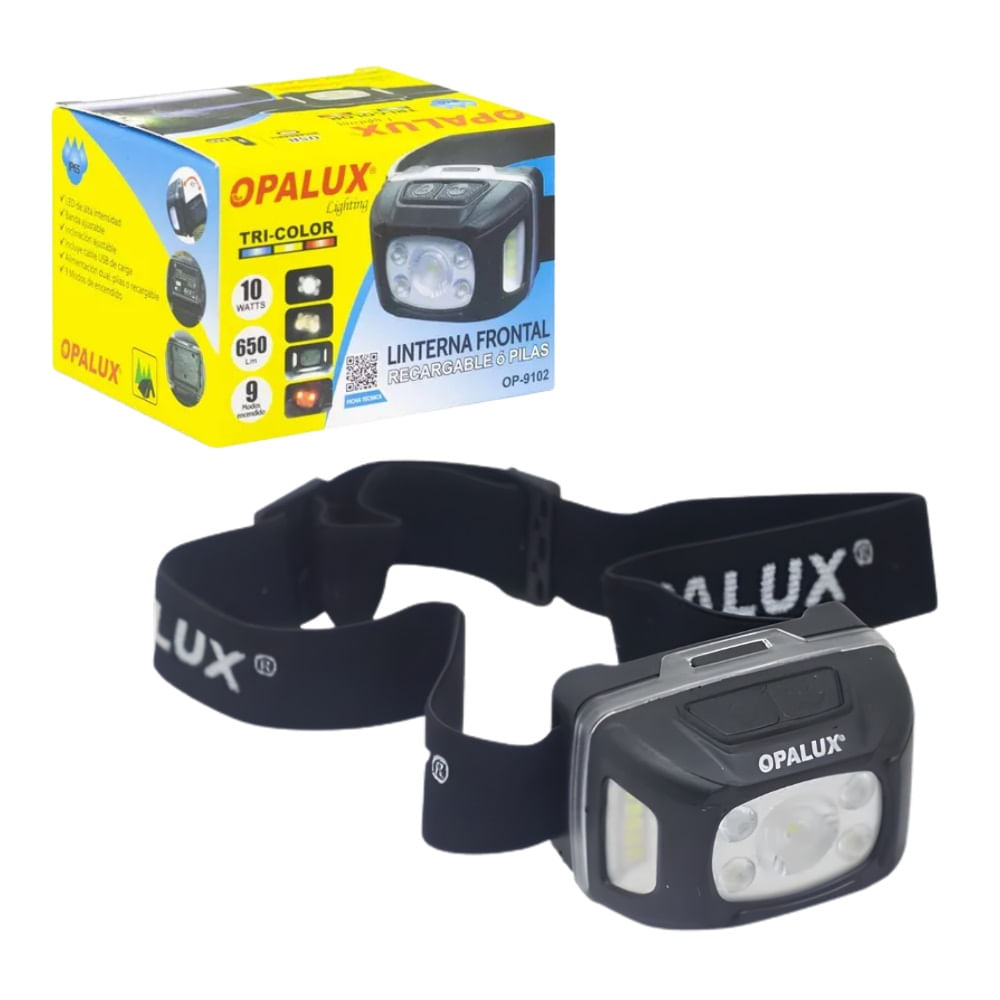 Linterna Frontal Recargable 650lm 10W 9 Funciones OP-9102