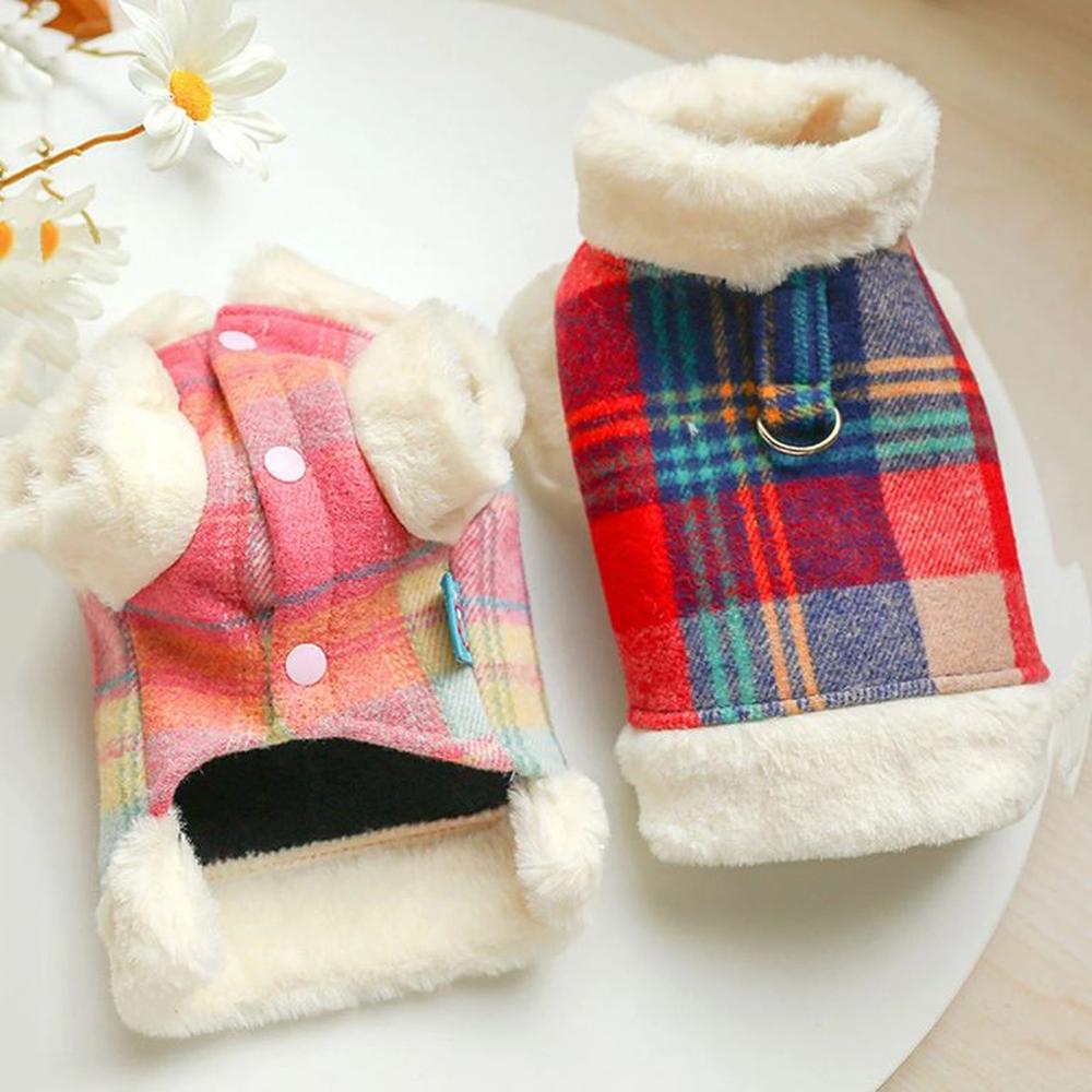 CHALECO ESCOCÉS POLAR PARA PERRO  GATO  ABRIGO CÁLIDO TALLA M