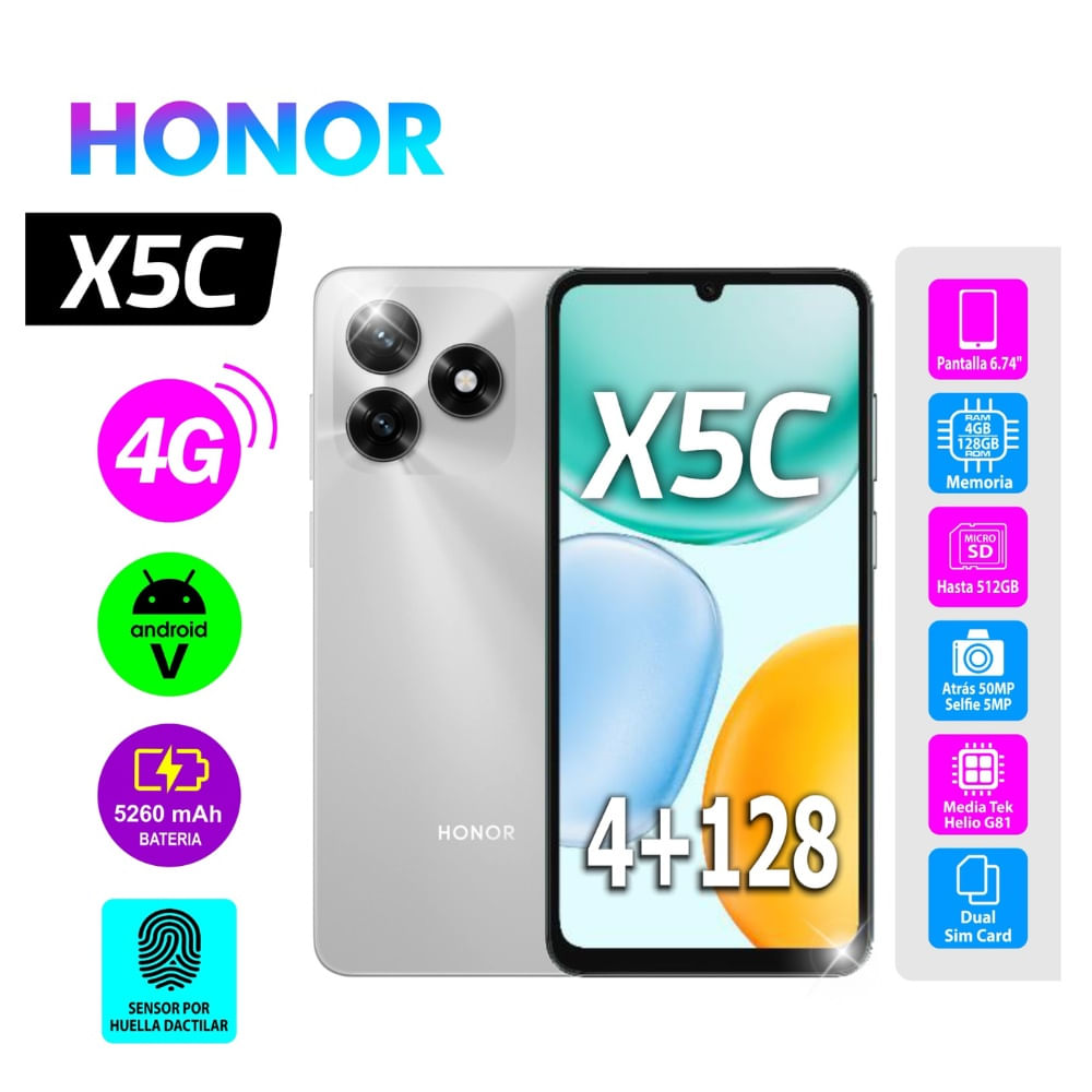 HONOR X5C PLATA 4RAM Y 128GB