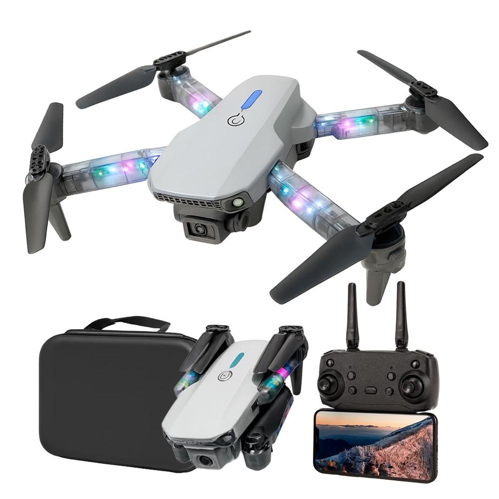 Drone E99 DMax WIFI con Doble Camara 4K Luz RGB incluye Estuche  Gris